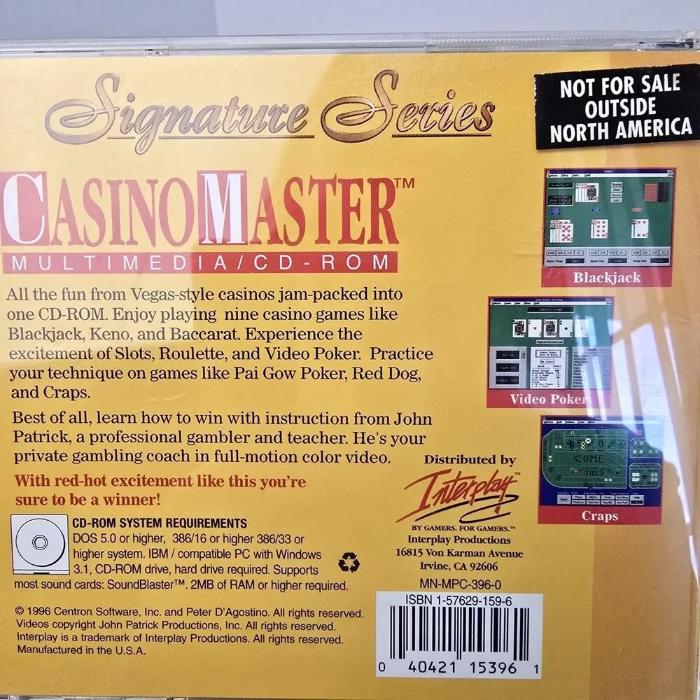 Casino Master Signature Series Windows PC Strategy Gambling Computer Games 1996